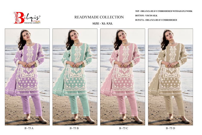 Bilqis B 75 A To D Organza Pakistani Readymade Suits Wholesale Shop In Surat
